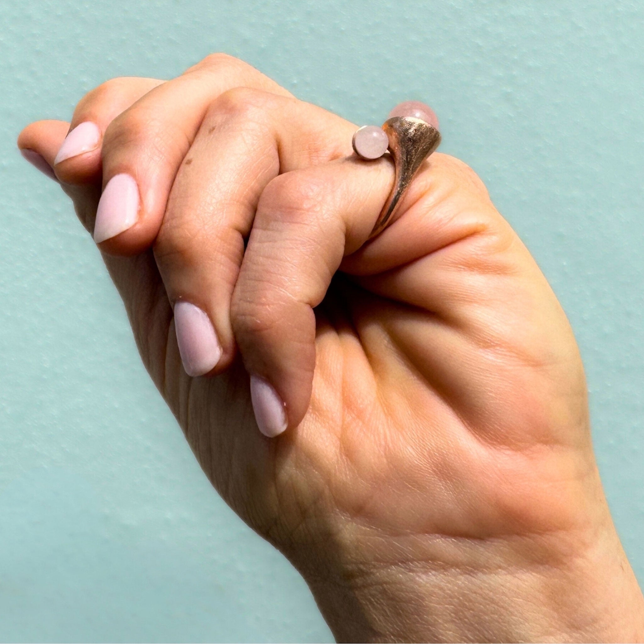 Rose Quartz and Rose Gold Vermeil Duo Ring